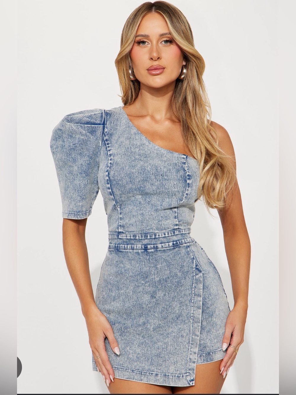 Light Blue Acid-Wash Women’s Jeans Mini Dress